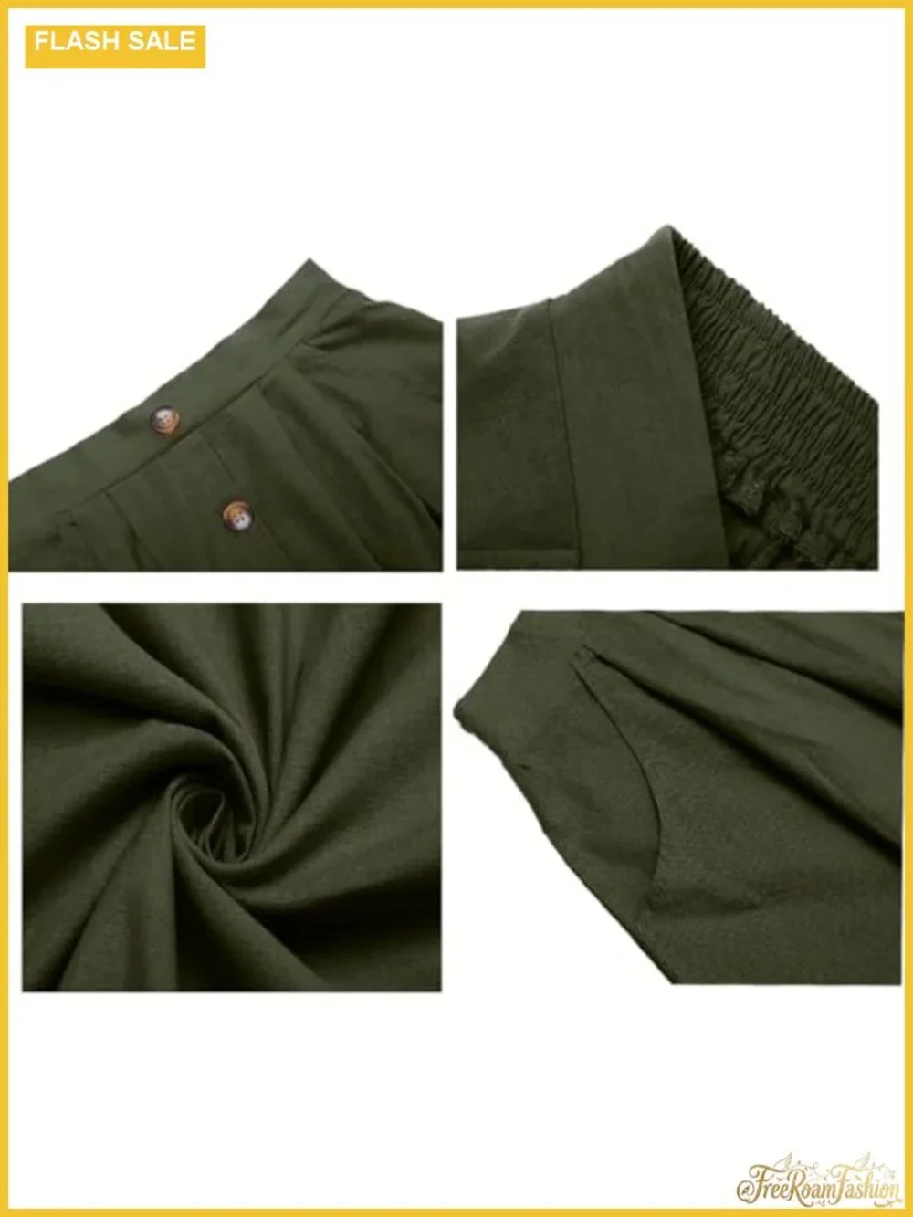 Women's High Waisted A-Line Midi Skirt with Pockets Casual Front Button